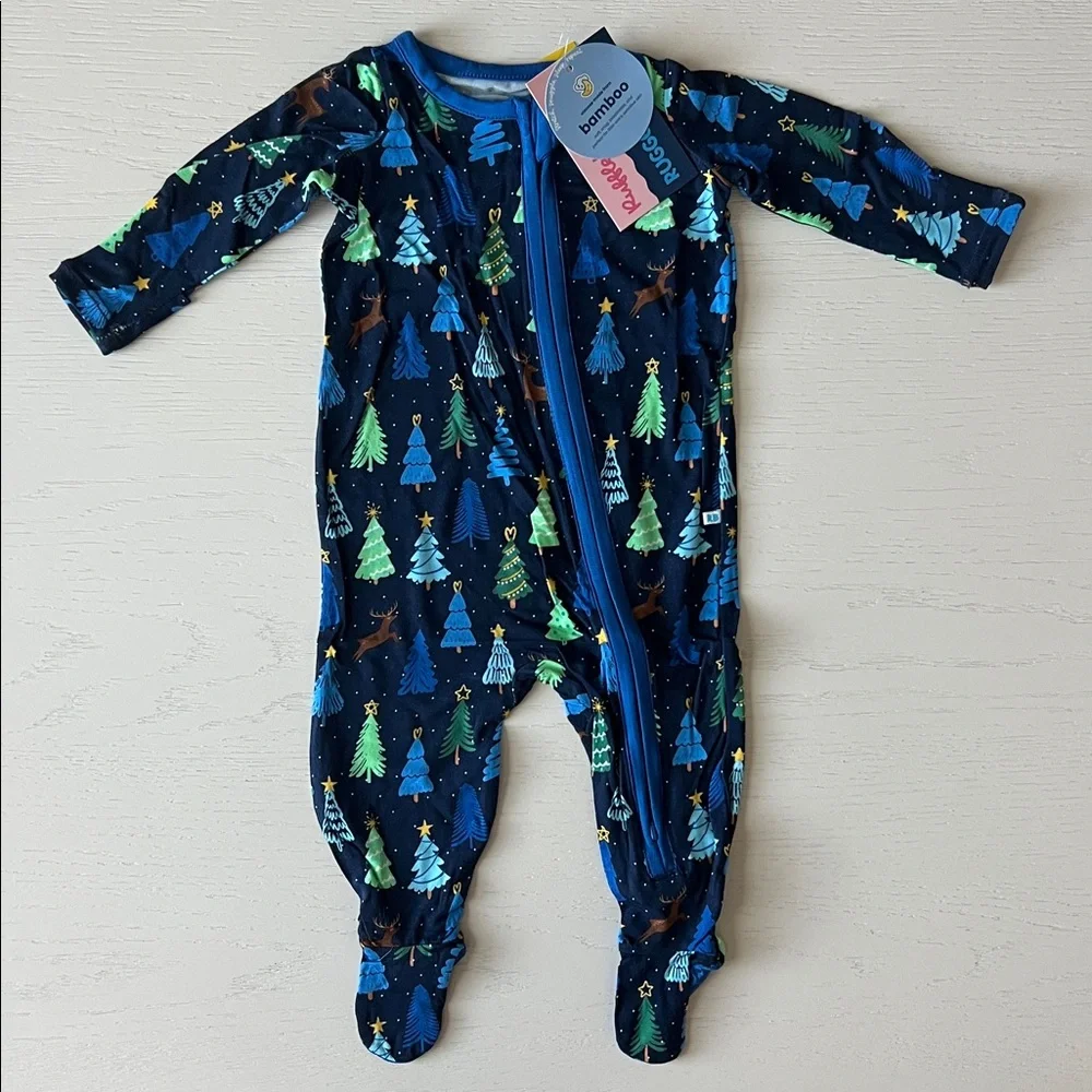🎄Rufflebutts Ruggedbutts Bamboo Baby Boy Christmas Holiday Footie 0-3 3-6 months